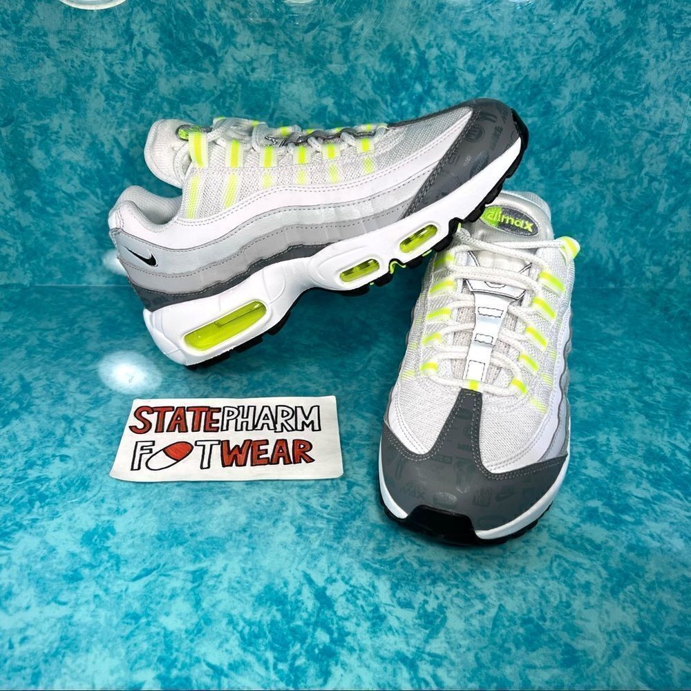 Air Max 95 Logos Pack 'White Neon' Low Top Leather Green Shoes